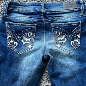 Y2K Hydraulic Bailey Jeans Womens 10 Blue Low Rise Babydoll Embroidered Denim